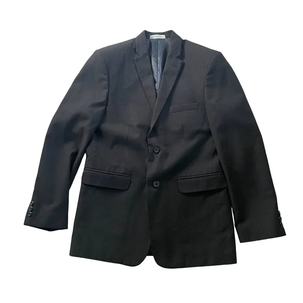 Izod Wool Single-Breasted Blazer Jacket Boys Size 16 Black Business Career - Picture 2 of 13